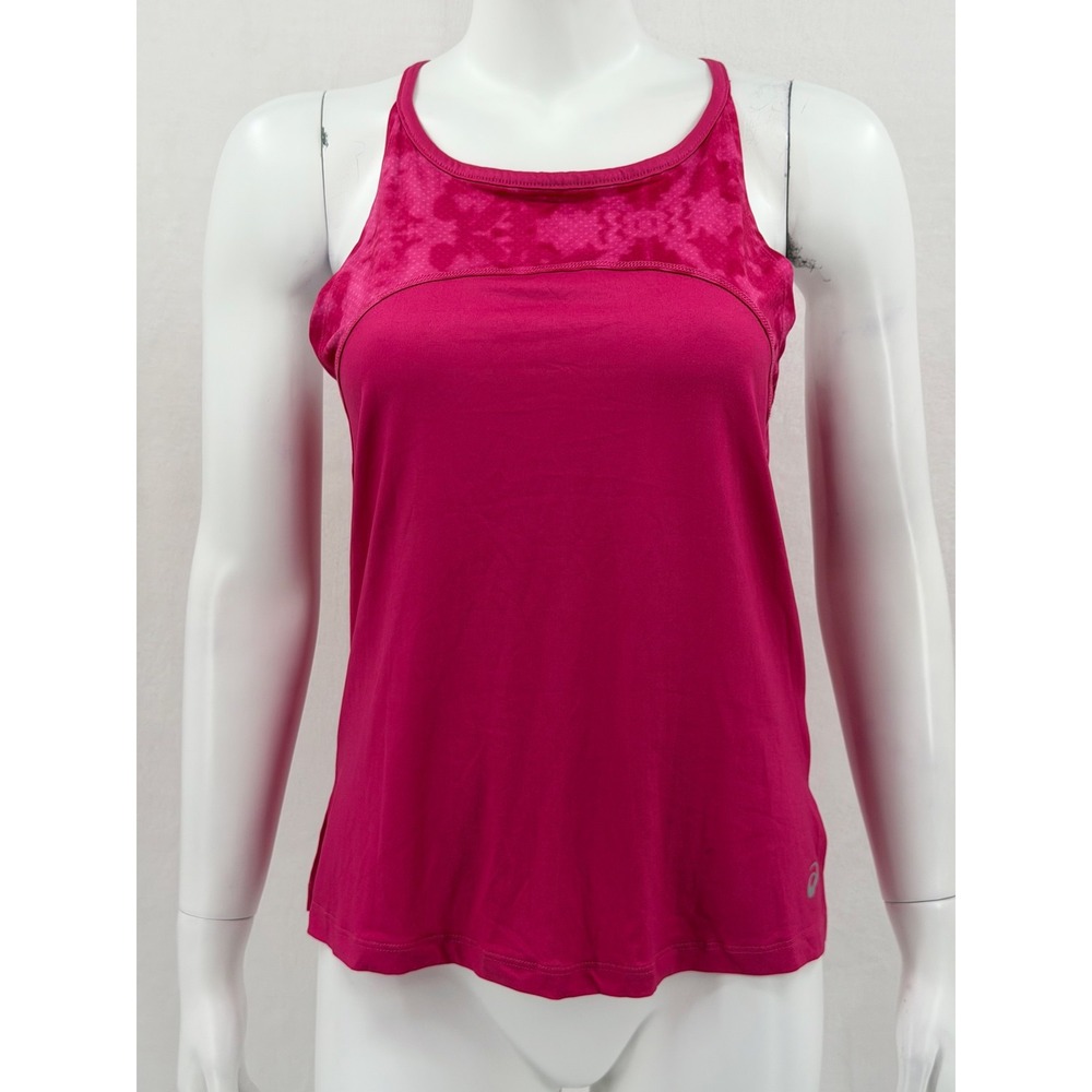 Asics Top Womens Small Pink Racerback Cutout Tank Athletic Running Gym Workout
